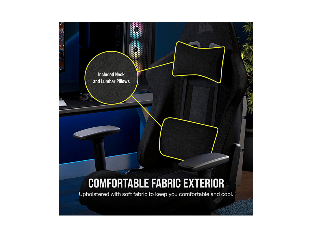 Corsair TC100 Relaxed Gaming Chair - Fabric - Black in Qatar Corsair TC100 Relaxed Gaming Chair - Fabric - Black in Qatar